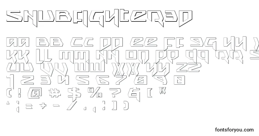 A fonte Snubfighter3D – alfabeto, números, caracteres especiais
