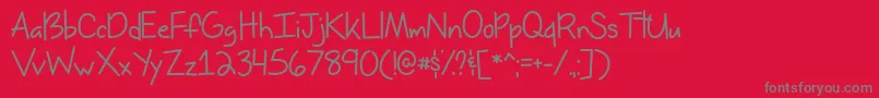 フォントMiss Issippi   – 赤い背景に灰色の文字