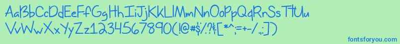 フォントMiss Issippi   – 青い文字は緑の背景です。