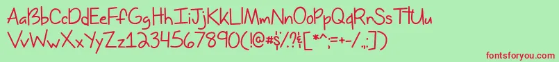 フォントMiss Issippi   – 赤い文字の緑の背景