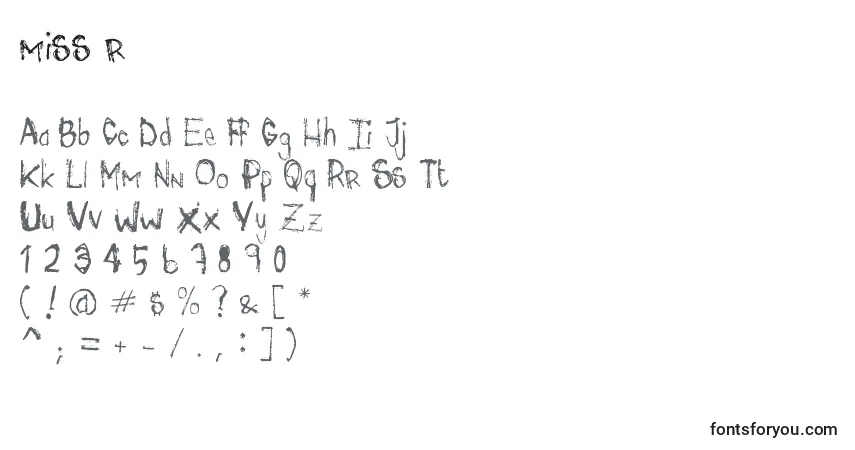 Schriftart Miss r – Alphabet, Zahlen, spezielle Symbole