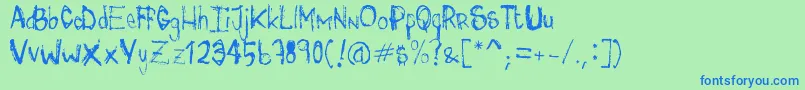 miss r Font – Blue Fonts on Green Background