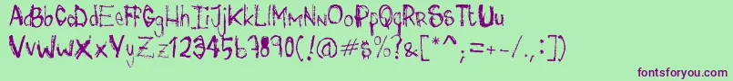miss r Font – Purple Fonts on Green Background
