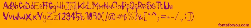 miss r Font – Purple Fonts on Orange Background