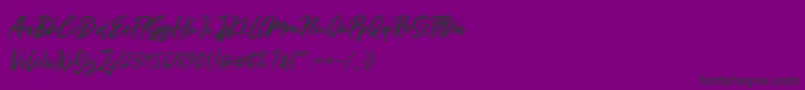 Miss Rhinetta-Schriftart – Schwarze Schriften auf violettem Hintergrund