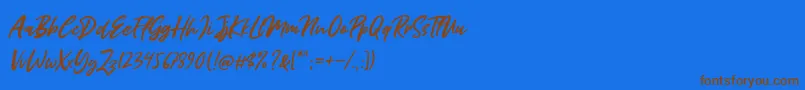 Miss Rhinetta Font – Brown Fonts on Blue Background