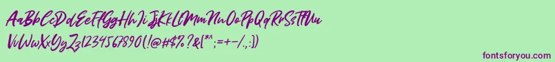 Miss Rhinetta Font – Purple Fonts on Green Background