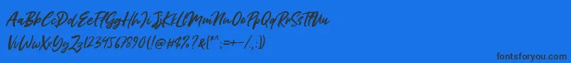 Miss Rhinetta Font – Black Fonts on Blue Background