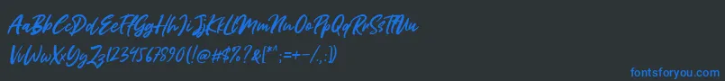 Miss Rhinetta Font – Blue Fonts on Black Background