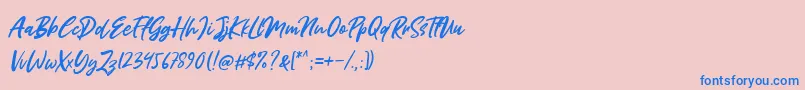 Miss Rhinetta Font – Blue Fonts on Pink Background