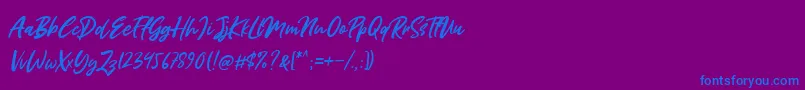 Шрифт Miss Rhinetta – синие шрифты на фиолетовом фоне