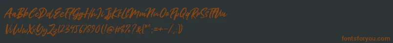 Miss Rhinetta-Schriftart – Braune Schriften auf schwarzem Hintergrund