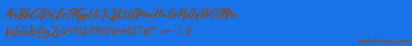 Miss Rhinetta Font – Brown Fonts on Blue Background