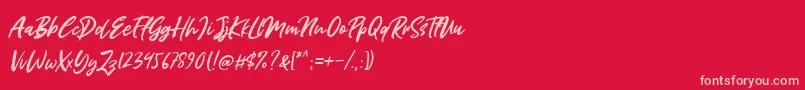 フォントMiss Rhinetta – 赤い背景にピンクのフォント