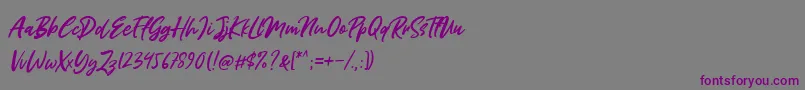 Weitere Informationen zur Miss Rhinetta-Schriftart Miss Rhinetta-Schriftart – Violette Schriften auf grauem Hintergrund