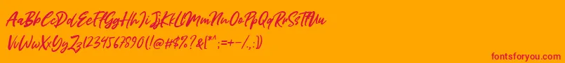 Miss Rhinetta Font – Red Fonts on Orange Background