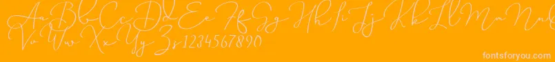 Miss Waited-Schriftart – Rosa Schriften auf orangefarbenem Hintergrund