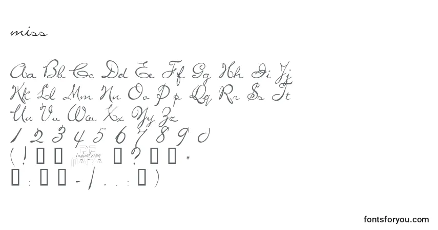 Czcionka Miss (134477) – alfabet, cyfry, specjalne znaki