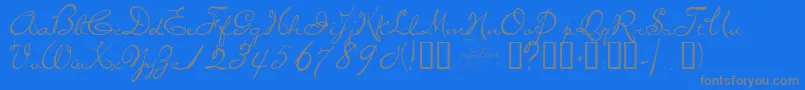 miss-Schriftart – Graue Schriften auf blauem Hintergrund