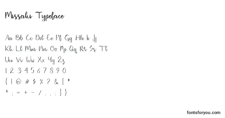 Шрифт Missaki Typeface – алфавит, цифры, специальные символы