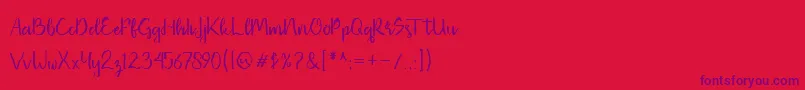 フォントMissaki Typeface – 赤い背景に紫のフォント