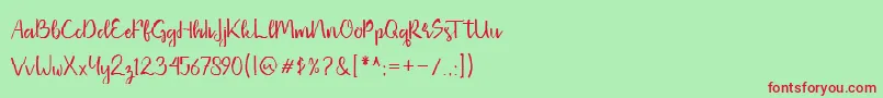 Missaki Typeface Font – Red Fonts on Green Background