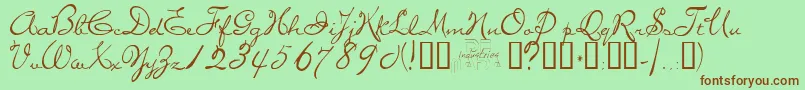 MISSB   -Schriftart – Braune Schriften auf grünem Hintergrund