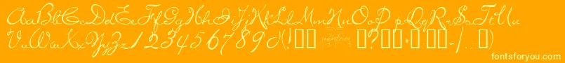 MISSB   -Schriftart – Gelbe Schriften auf orangefarbenem Hintergrund