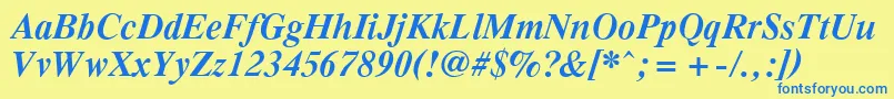 PcTennesseeBolditalic Font – Blue Fonts on Yellow Background