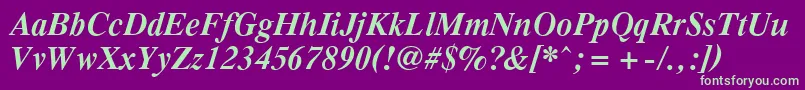 PcTennesseeBolditalic Font – Green Fonts on Purple Background