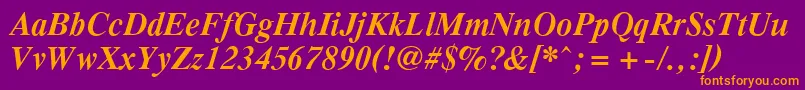 PcTennesseeBolditalic-Schriftart – Orangefarbene Schriften auf violettem Hintergrund