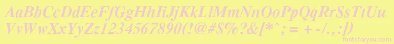 PcTennesseeBolditalic Font – Pink Fonts on Yellow Background