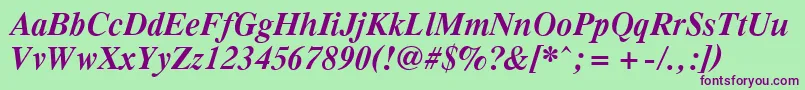 PcTennesseeBolditalic-Schriftart – Violette Schriften auf grünem Hintergrund