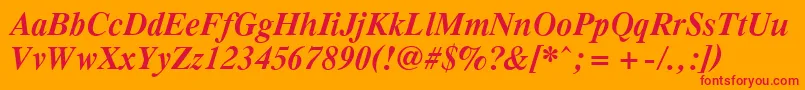 PcTennesseeBolditalic Font – Red Fonts on Orange Background