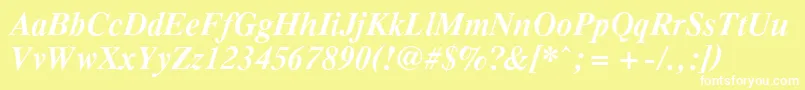フォントPcTennesseeBolditalic – 黄色い背景に白い文字