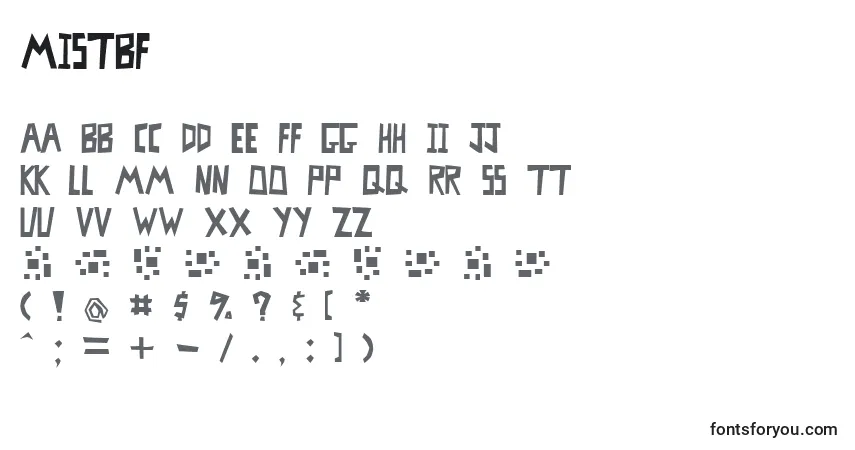 A fonte MISTBF   (134482) – alfabeto, números, caracteres especiais