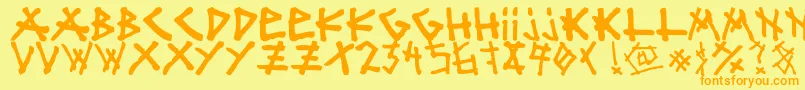 mister bambu-fontti – oranssit fontit keltaisella taustalla