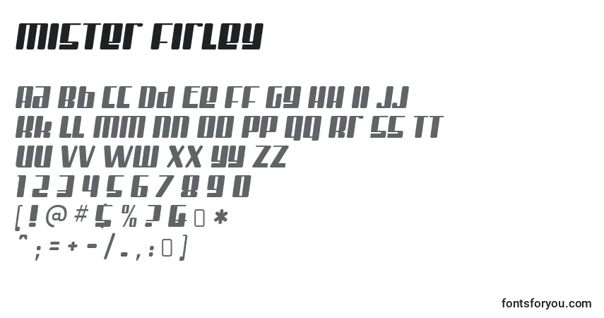 Schriftart Mister firley – Alphabet, Zahlen, spezielle Symbole