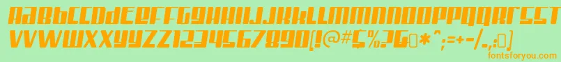 mister firley-Schriftart – Orangefarbene Schriften auf grünem Hintergrund