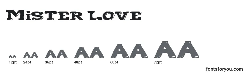 Mister Love Font Sizes