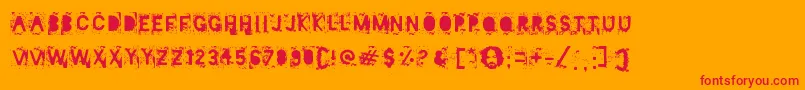 Mister Manson-Schriftart – Rote Schriften auf orangefarbenem Hintergrund