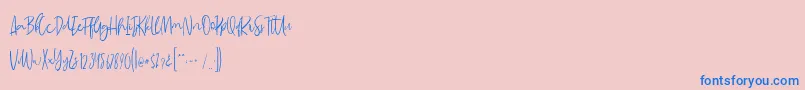 Fonte MadeleineDemo – fontes azuis em um fundo rosa