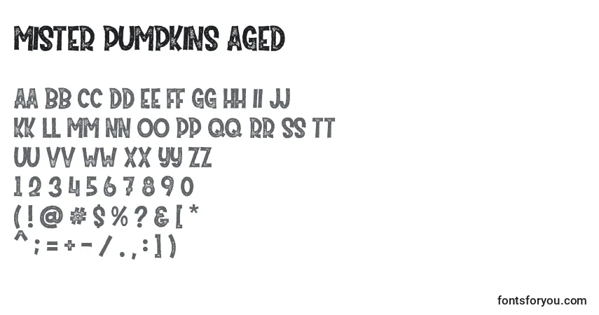 Шрифт Mister Pumpkins Aged – алфавит, цифры, специальные символы