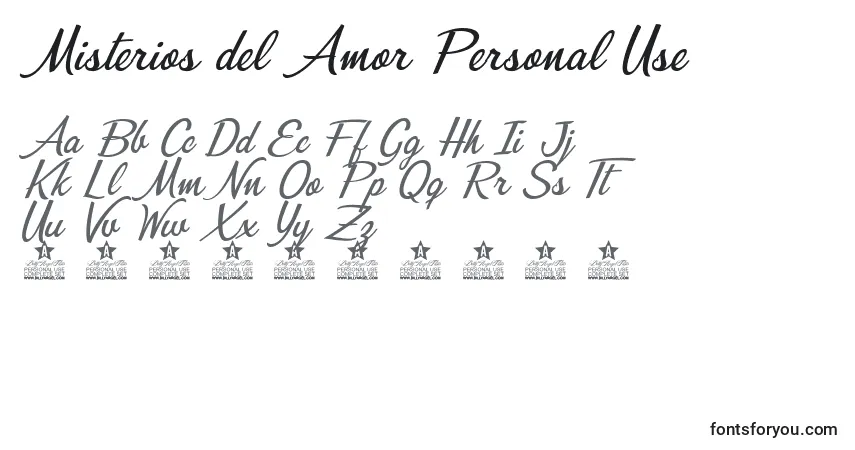 Шрифт Misterios del Amor Personal Use – алфавит, цифры, специальные символы