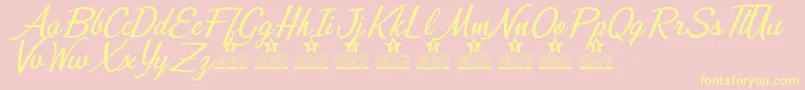 Misterios del Amor Personal Use Font – Yellow Fonts on Pink Background