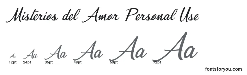 Размеры шрифта Misterios del Amor Personal Use