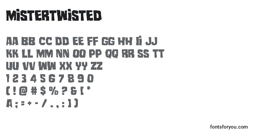 Czcionka Mistertwisted – alfabet, cyfry, specjalne znaki