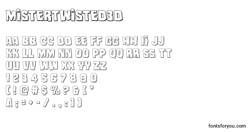 Schriftart Mistertwisted3d – Alphabet, Zahlen, spezielle Symbole