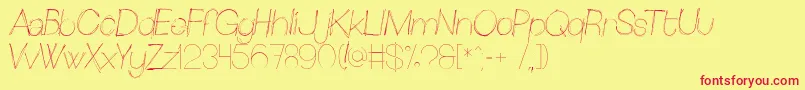 Sketchica-Schriftart – Rote Schriften auf gelbem Hintergrund