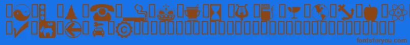 Wmsymbols-fontti – ruskeat fontit sinisellä taustalla